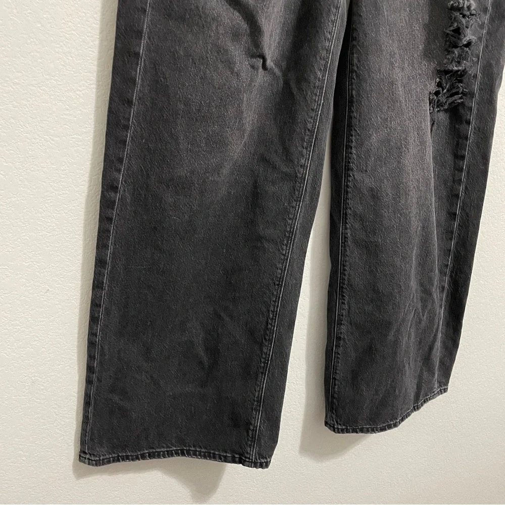 American Eagle Skater Jean High Rise Black Distressed Wide Leg Womens 6 - Picture 4 of 13